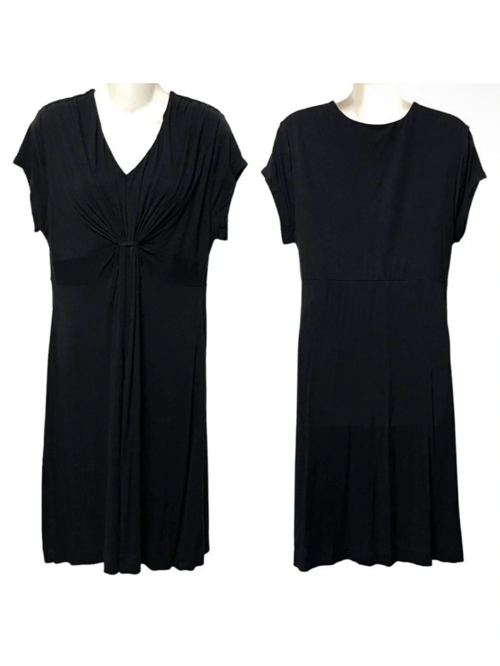 SOMA Gathered V-Neck Short Sleeve Dress L